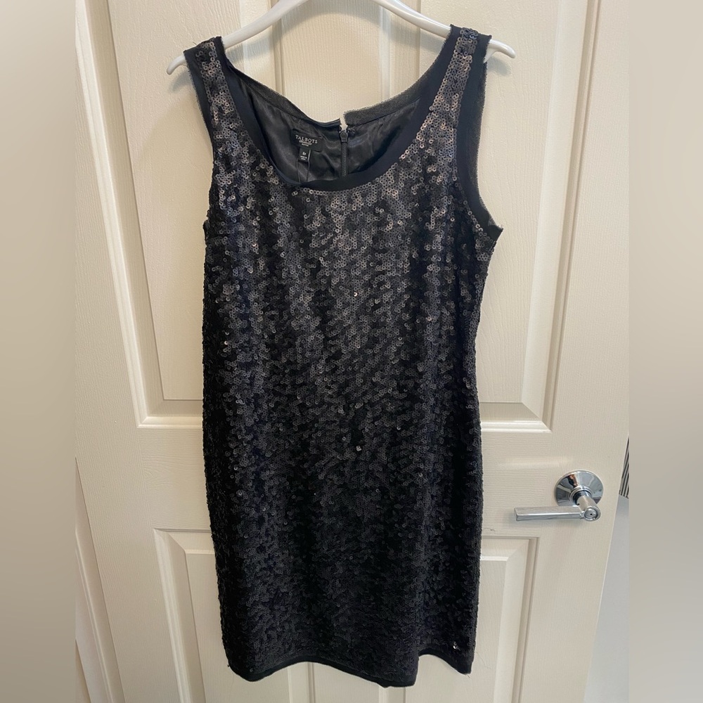 Talbots black, sparkle cocktail dress. Size 8P with tags and never been worn.